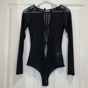 Luxe USA mesh long sleeve bodysuit